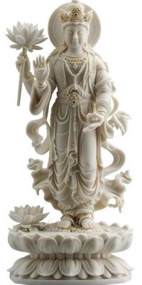 Bodhisattva Avalokiteshvara Holding a Lotus Blossom and Wish-Granting Jewel: A Triumphant Embrace of Compassion and Enlightenment!